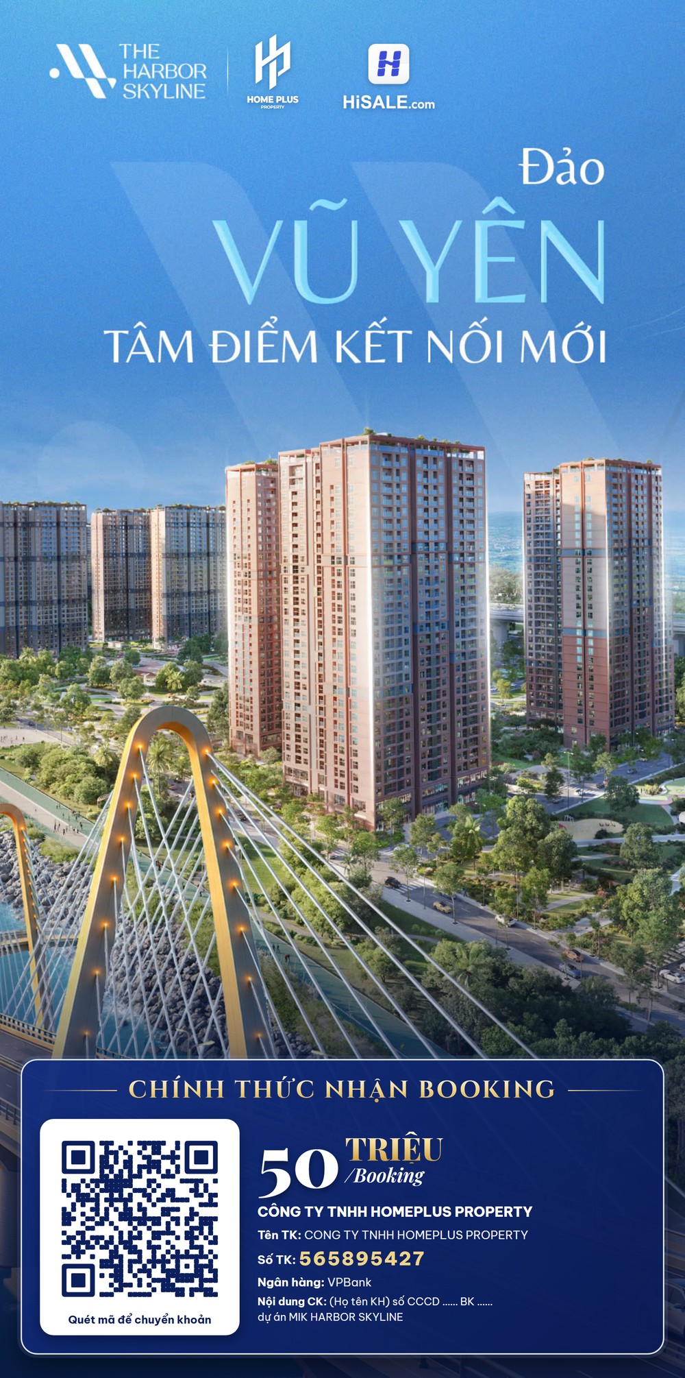 Poster nhận booking The Harbor Skyline – quét mã để chuyển khoản